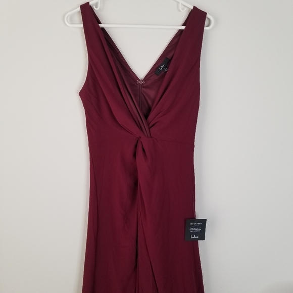 NWT Lulu's Endearing Elegance Burgundy Sleeveless Twist-Front Maxi Dress S - Picture 14 of 16
